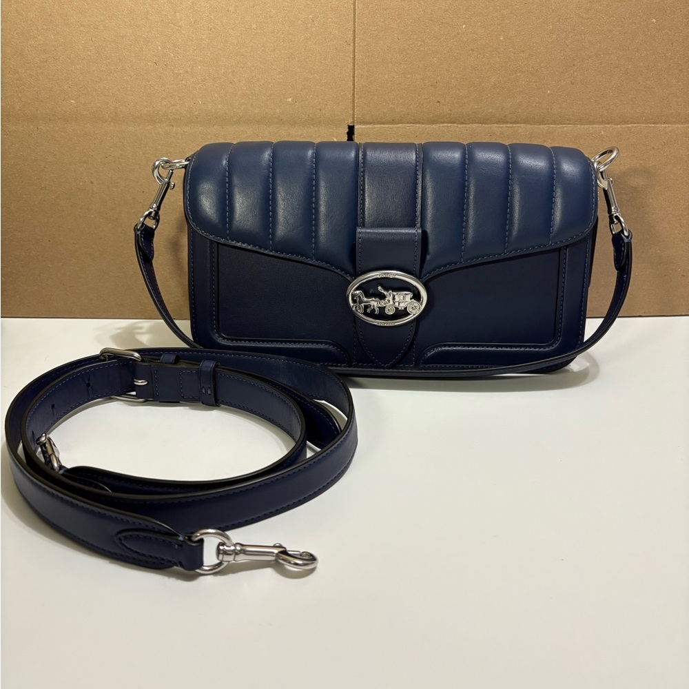 Coach Georgie Shoulder Bag with Linear Quilting #5567 in Cobalt Blue